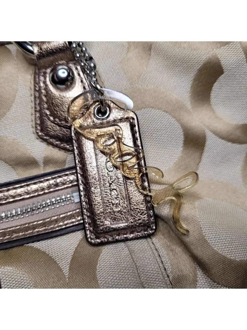 Coach Poppy Champagne Gold Tote Crossbody/Shoulder Bag H1069-16296P
